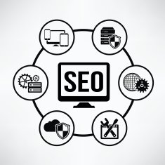 SEO info graphic design clean vector