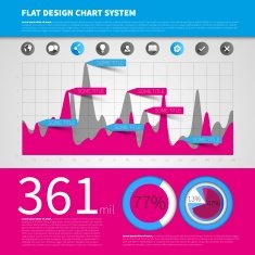 Infographic concept template with flat design graph N2