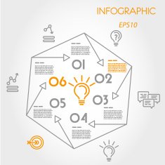 linear infographic hexagon from arrows N2