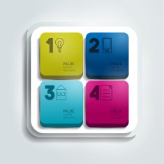 Multicolor 3D infographics square options banner divided 4 cube parts N2