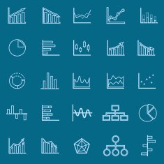 Graph line color icons on blue background