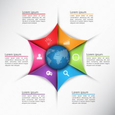 Colorful Triangle with World Globe 6 Options