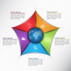 Colorful Triangle with World Globe 5 Options