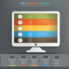 Computer info graphic design clean vector N3