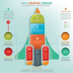 Rocket Info graphic design clean vector