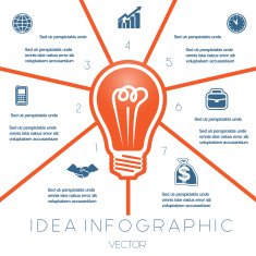 Light bulb infographics template on seven positions