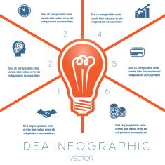Light bulb infographics template on six positions