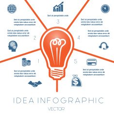 Light bulb infographics template on five positions