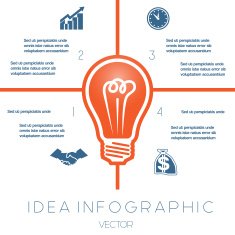 Light bulb infographics template on four positions