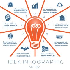 Light bulb infographics template on nine positions