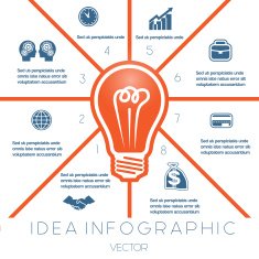 Light bulb infographics template on eight positions