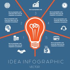 Light bulb infographics template five positions