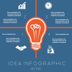 Light bulb infographics template four positions