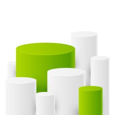 Abstract background with white and green cylinders
