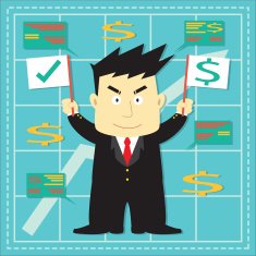 Cute Stock Market Investor Flat Cartoon N7