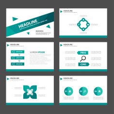 Green polygon Multipurpose Infographic elements presentation template flat design set
