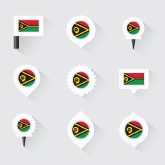 Vanuatu flag and pins for infographic map design N2
