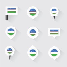 uzbekistan flag and pins for infographic map design N2
