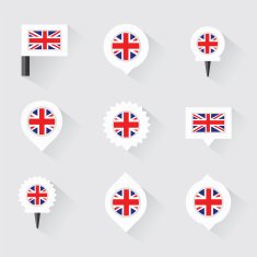 united kingdom flag and pins for infographic map design N2