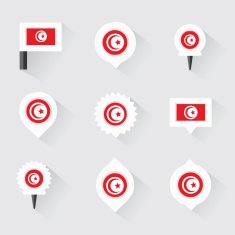 tunisia flag and pins for infographic map design N2
