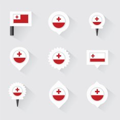 tonga flag and pins for infographic map design N2