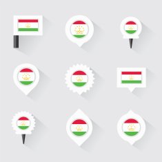 Tajikistan flag and pins for infographic map design N2