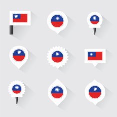 taiwan flag and pins for infographic map design N2