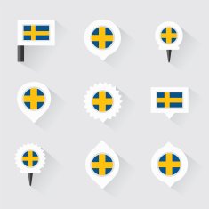 sweden flag and pins for infographic map design N2