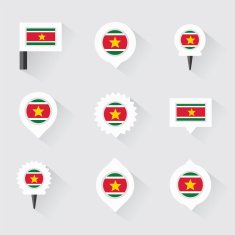 suriname flag and pins for infographic map design N2