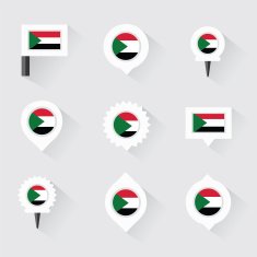 sudan flag and pins for infographic map design N2