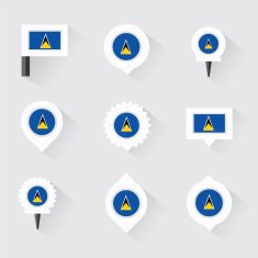 st lucia flag and pins for infographic map design N2