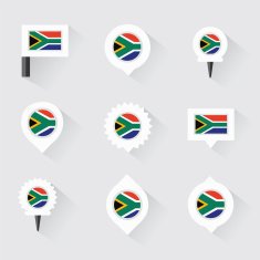 south africa flag and pins for infographic map design N2