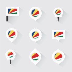 seychelles flag and pins for infographic map design N2