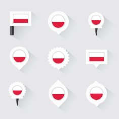poland flag and pins for infographic map design N2