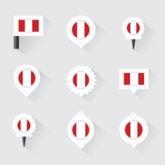 peru flag and pins for infographic map design N2