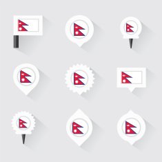 nepal flag and pins for infographic map design N2