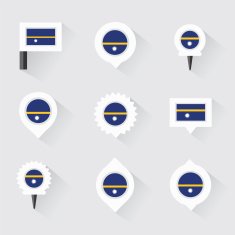 Nauru flag and pins for infographic map design N2