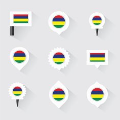 mauritius flag and pins for infographic map design N2