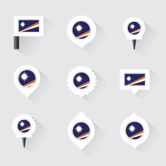 Marshall Islands flag and pins for infographic map design N2