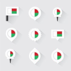 madagascar flag and pins for infographic map design N2