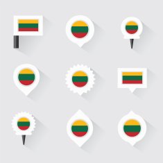 lithuania flag and pins for infographic map design N2