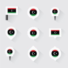 libya flag and pins for infographic map design N2