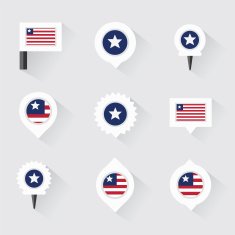 liberia flag and pins for infographic map design N2