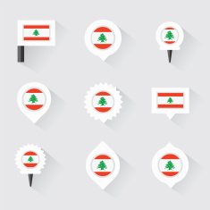 Lebanon flag and pins for infographic map design N2