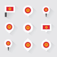 Kyrgyzstan flag and pins for infographic map design N2