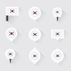Korea South flag and pins for infographic map design N2