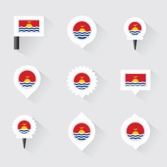 Kiribati flag and pins for infographic map design N2