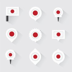 japan flag and pins for infographic map design N2