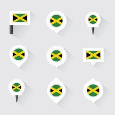 jamaica flag and pins for infographic map design N2