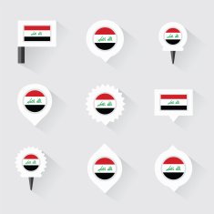 iraq flag and pins for infographic map design N2